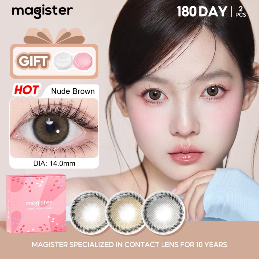 Magister & Realcon คอนแทคเลนส์ 6 เดือน Mini Olivia Brown ลายฮิต คอนแทคเลนส์สายตาสั้น 1 คู่ Contact Lens