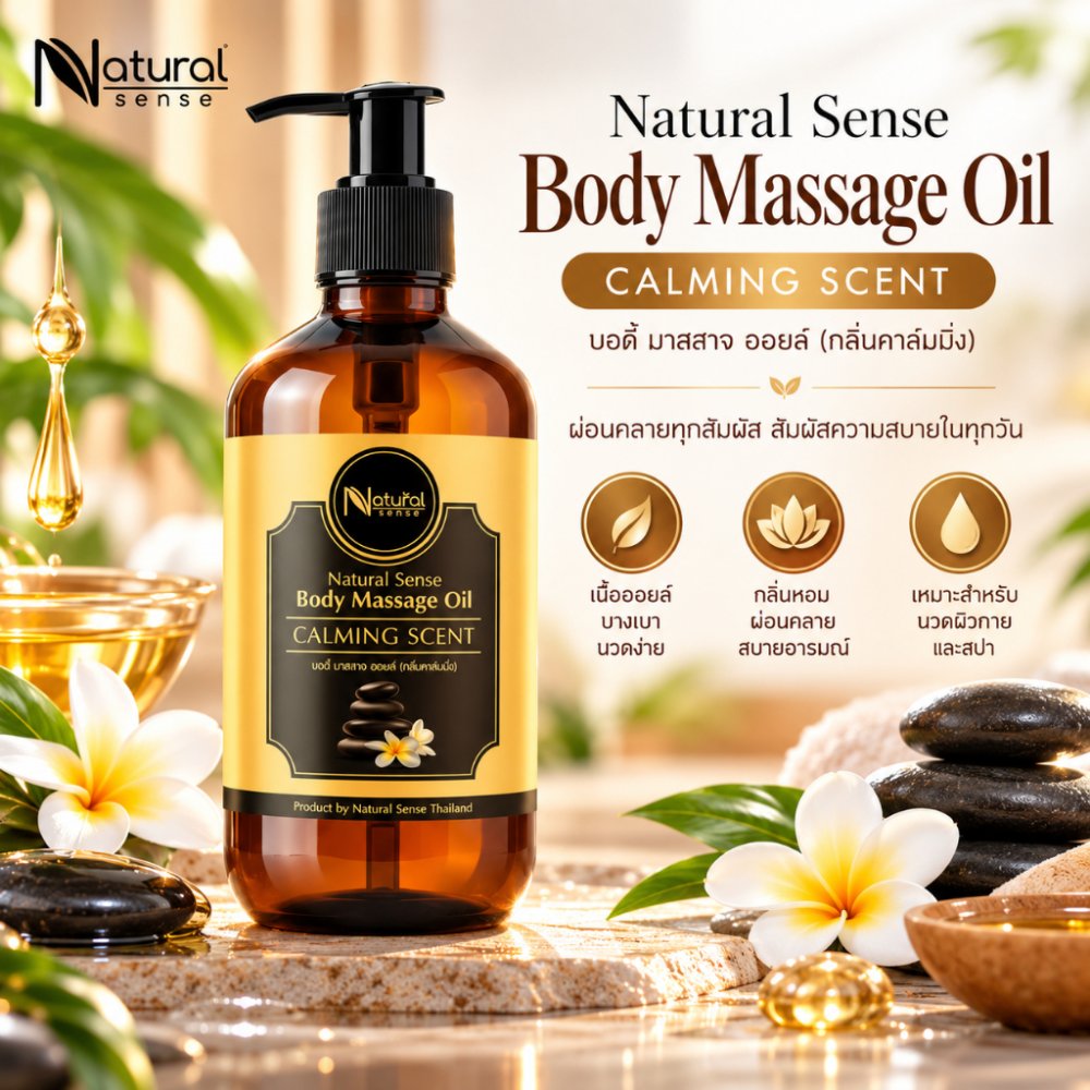 น้ำมันนวดอโรม่า น้ำมันนวดสปาเกรดพรีเมี่ยม นวดง่าย ไม่เหนียวตัว NS Massage Oil (300ml/500ml)