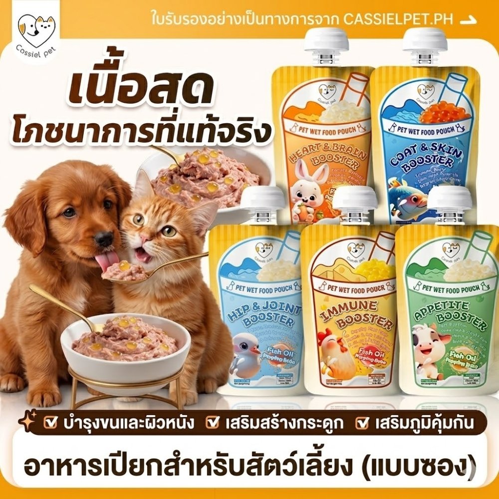 Cassiel Pet อาหารเปียก 100 กรัม บำรุงครบถ้วน ด้วยน้ำมันปลา เสริมสุขภาพผิว หัวใจ และข้อต่อ