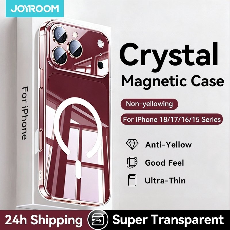 Joyroom เคสแม่เหล็กสําหรับ iPhone 18 Pro Max Case Anti สีเหลืองโปร่งใสสําหรับ iPhone 18 17 16 15 Pro Max Wireless Charger ฝาครอบบาง