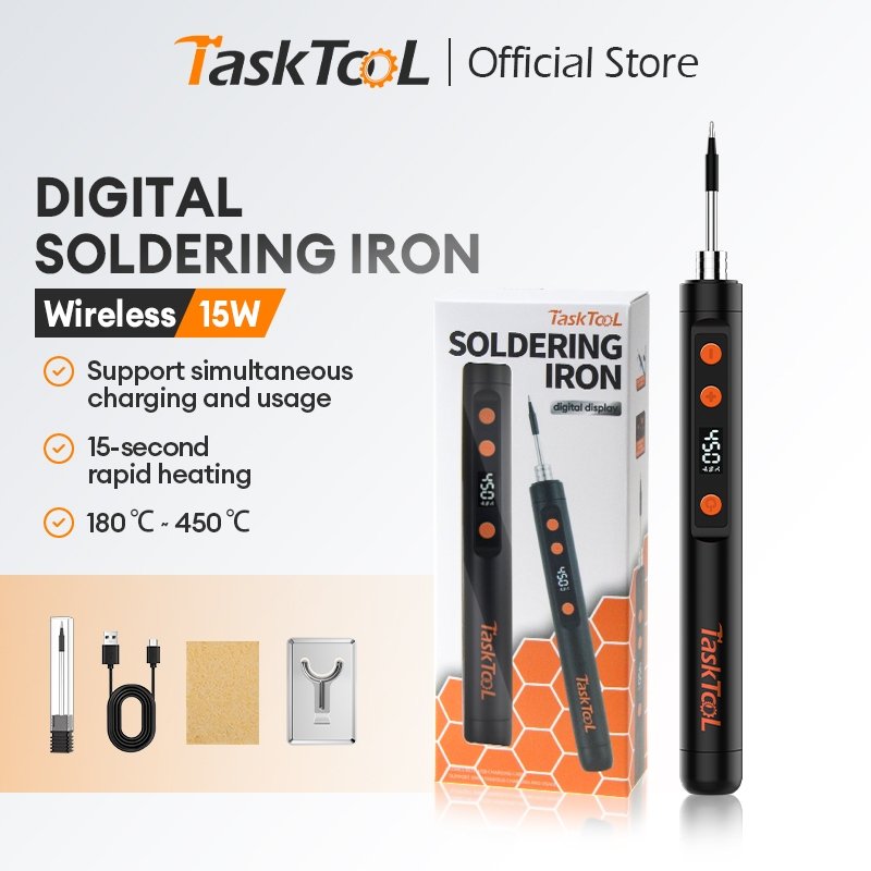 TASKTOOL 1100mAh หัวแร้งไร้สาย หัวแร้งบัดกรี หัวแร้งusb แบบไร้สาย ชุดหัวแร้ง5v 15วัตต์ พร้อมที่ชาร์จ 180°C-450°C