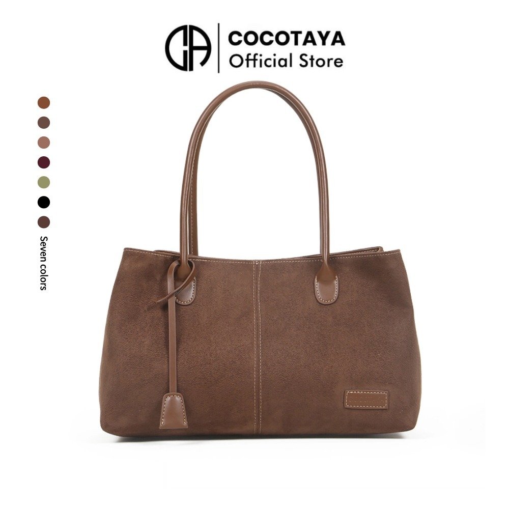 (COCOTAYA) Bag กระเป๋าผู้หญิงรุ่นใหม่ สไตล์วินเทจ ฮิตสะพายไหล่หรือถือได้ ความจุใหญ่ ทำจาก PU