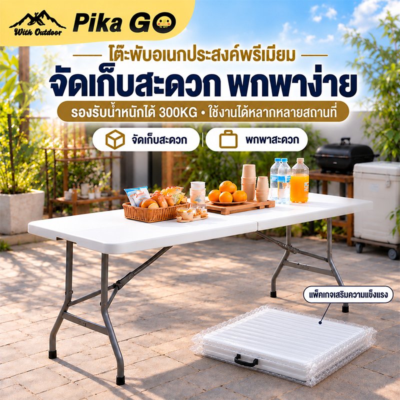 โต๊ะพับได้ โต๊ะแคมป์ปิ้ง โต๊ะอเนกประสงค์ รับน้ำหนักได้500kg เที่ยวแคมป์ปิ้ง โต๊ะขายของตลาดนัดพับได