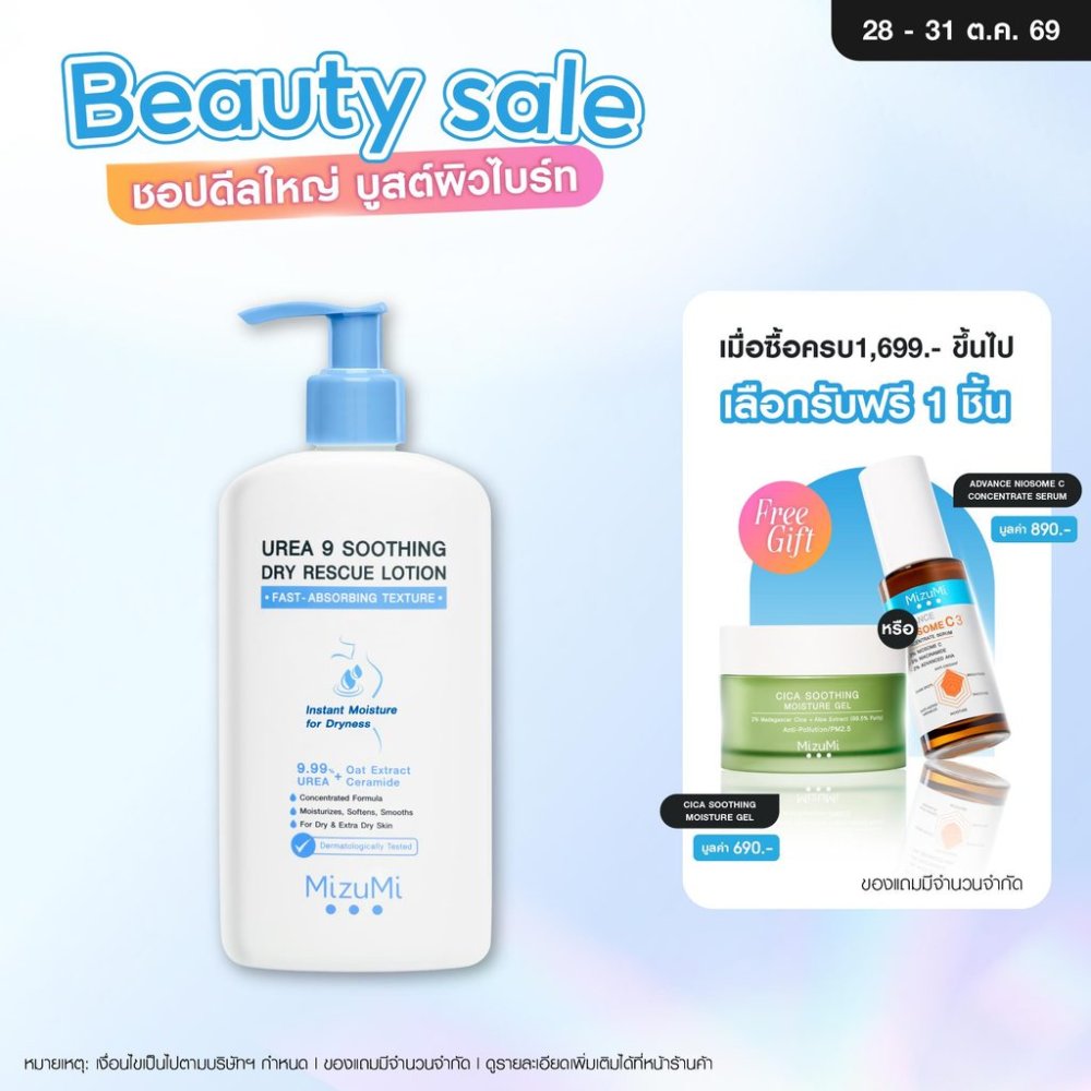 MizuMi Urea 9 Soothing Dry Rescue Lotion 250g โลชั่นบำรุงผิวเข้มเข้น ฟื้นผิวแห้งกร้าน ลอกเป็นขุย ขาดน้ำให้ชุ่มชื้น