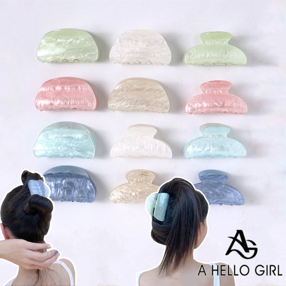 A HELLO GIRL Simple French Light Luxury อะคริลิคคว้าขนาดกลาง Ins สไตล์คลิปผมจับ Shark คลิปเครื่องประดับแผ่นคลิปผม