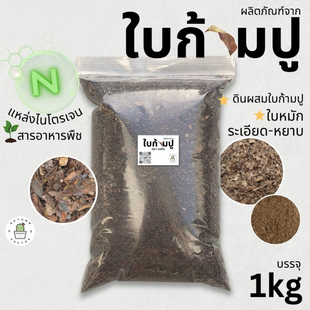 🍂🍂 ใบก้ามปูหมัก ดินใบก้ามปู ร่อนละเอียด ร่อนหยาบ ใบ ธาตุอาหารไนโตรเจนสูง ขนาด 1กิโลกรัม 🍂🍂