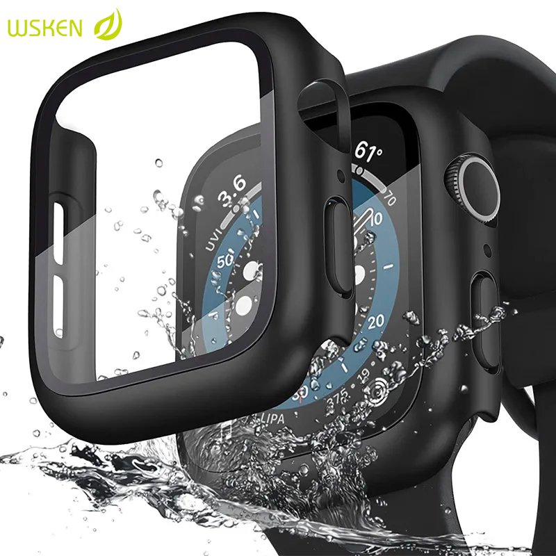 [local] ใหม่ WSKEN เคสกระจกกันรอยหน้าจอ HD แบบบางพิเศษ สําหรับ เคสกระจก สำหรับ Apple Watch 12/11/10/9/8/7/6/5/4/3/2/1/SE/SE2/SE3/SE4 38/40/41/42/44/45 มม. 46 มม. 49 มม. 2 แพ็ค Apple Watch glass case