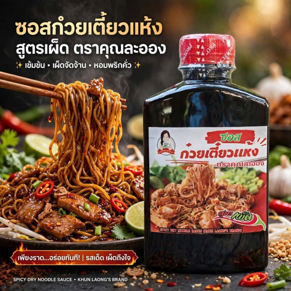 ซอสก๋วยเตี๋ยวแห้ง คุณละออง ขนาด250ml (300กรัม) แค่ลวกแล้วคลุก อร่อย เตรียมง่าย สบายเวลา อิสลามทานได้