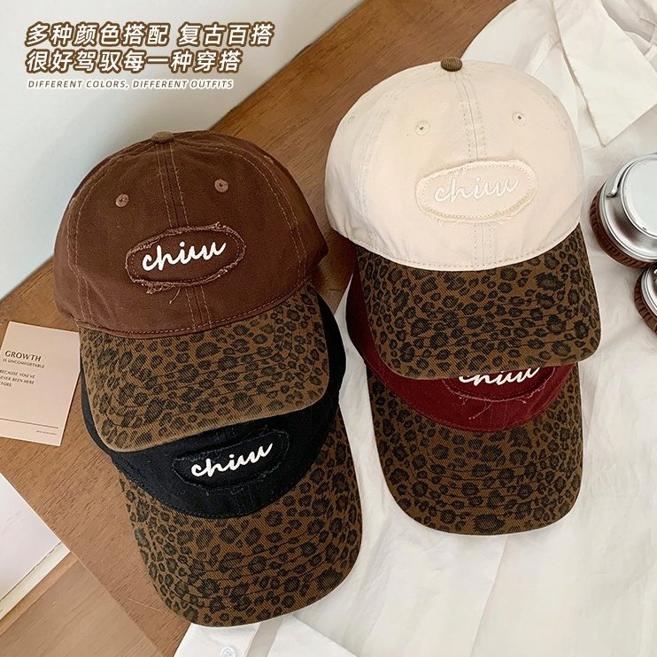Deecaps พร้อมส่ง🔥 หมวกแก๊ป Y2K หมวกเบสบอลพิมพ์เสือดาว หมวกแฟชั่น หมวกบล็อคสี อเมริกันเจ๋ง