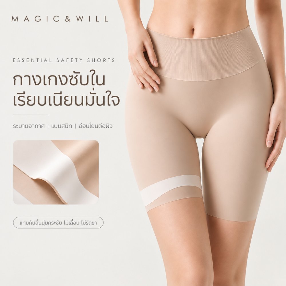 ส่งจากกทม MAGIC & WILL กางเกงซับใน 4in1 เก็บพุง กันโป๊ ยกก้น5D ไร้ขอบ ไม่ม้วน ต้านแบคทีเรีย [โปรแรง] COD