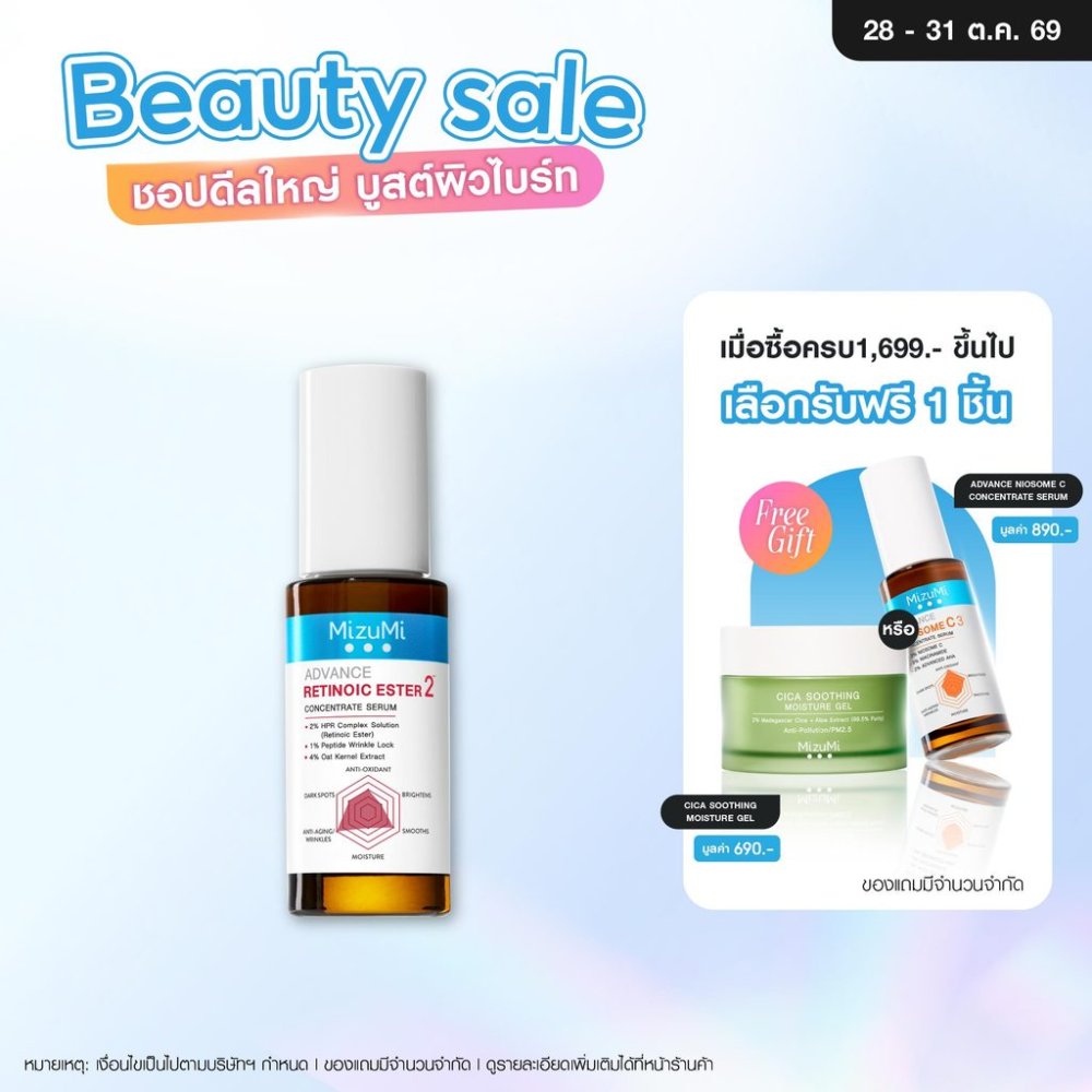 [เรตินอลเจนใหม่] MizuMi Advance Retinoic Ester Serum 30 ml ลดเลือนริ้วรอย ผิวเฟิร์มกระชับ New retinol - less irritating