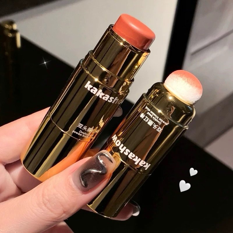 O-08🌟Kakashow Blush Stick บรัชออน แบบแท่งสองหัว พร้อมฟองน้ำไว้คอนทัว กันน้ำ ติดทนนาน ดูเป็นธรรมชาติ