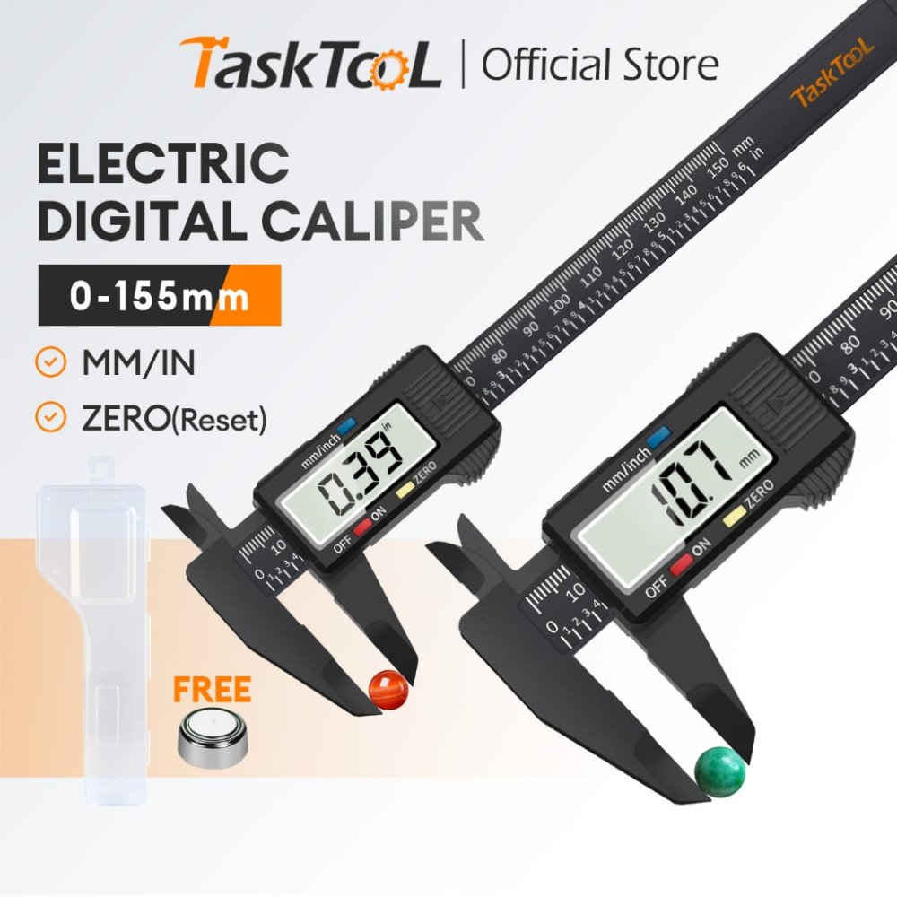 TASKTOOL เวอร์เนียร์ ดิจิตอล 1.7 นิ้ว ความแม่นยำสูง 0-150mm ตัวเครื่องโลหะ Digital Vernier caliper มีแบตเตอรี่ให้มาด้วย