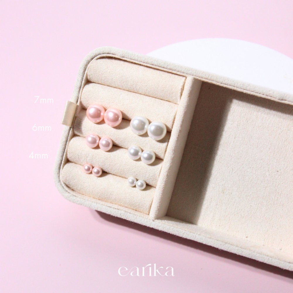 earika.earrings - pearl dot stud ต่างหูมุกเม็ดเดี่ยวก้านเงินแท้ชุบทองคำขาว ผิวแพ้ง่ายใส่ได้