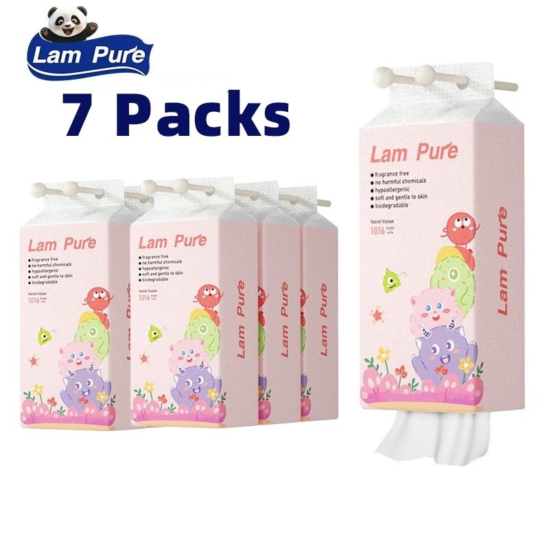 [ 1 ลัง7 ห่อ ] LamPure กระดาษวาดน่ารักแขวนกระดาษวาด 1016 แผ่น 4 ชั้น กระดาษทิชชูเยื่อไม้ GB/T20808