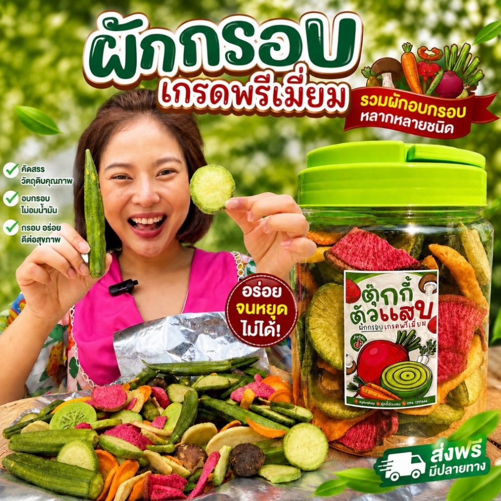 (มาใหม่)ผักกรอบคลุกผง ถัง350g. ตุ๊กกี้ตัวแสบ ผักกรอบเจ้าดัง ผักกรอบเขย่าผง ผักอบกรอบ ผักผลไม้อบกรอบ