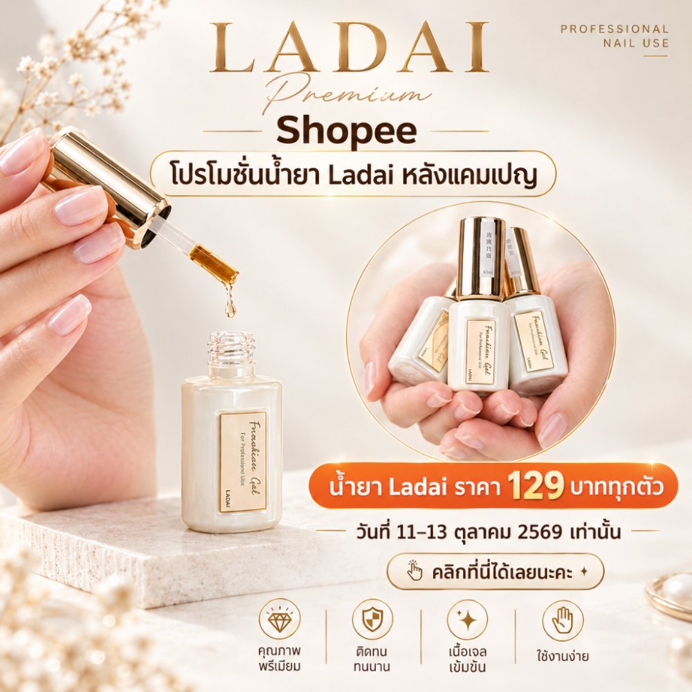 Spccail Ladai nail น้ำยาทำเล็บ พรีเมี่ยมรวม BASE COAT/ REINFORCE BASE COAT/ LEVELLING GEL /TOP COAT#01/MATTE TP COAT#02