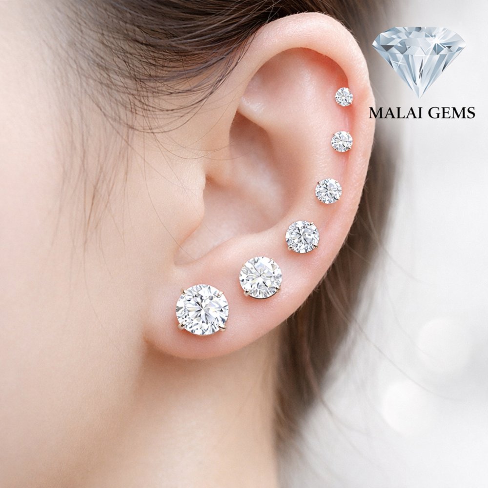 ต่างหูเพชรสวิสคู่ 💎 CZ แท้ 100% ไม่ลอก ไม่ดำ มีใบรับประกัน ไม่แพ้/คัน 💎 Malai Gems ต่างหูแฟชั่น ตุ้มหู ส่งด่วนทันที🇹🇭