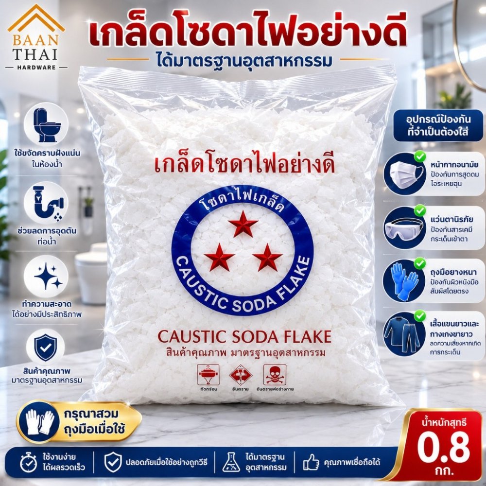 โซดาไฟเกล็ด ล้างท่อตัน ตราดาว เต่าแดง 8ขีด. แก้ส้วมตัน ท่อน้ำตัน เเละใช้ในอุตสาหกรรมได้