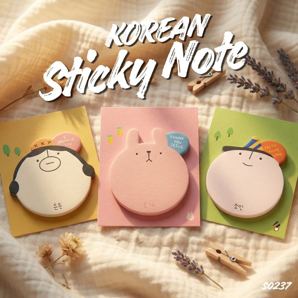 S0237 กระดาษโน๊ต กาวในตัว ลายการ์ตูนเกาหลี น่ารัก ตกแต่ง DIY เครื่องเขียน Sticky Note Memo