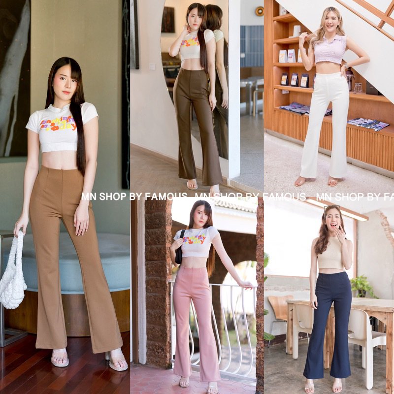 🍒ขาม้ารุ่นHR🍒กางเกงผ้าโรเซฟ-ขาม้า-เอวสูงซิปข้างไซส์S-2XL