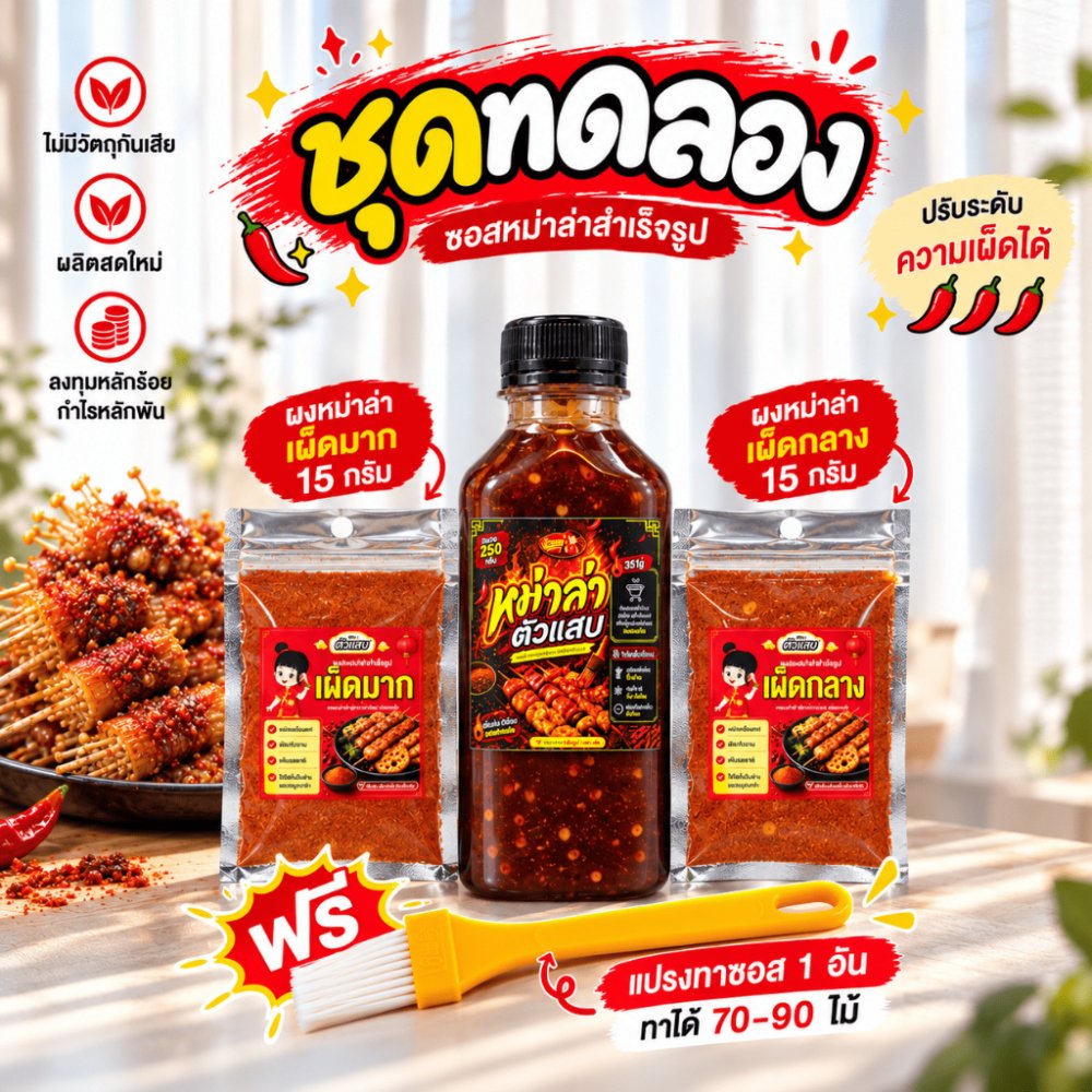 ซอสหม่าล่า ตัวแสบ (250g+ผง30g) สูตรเผ็ดชา หอมเครื่องเทศ มี อย. ซอสสำเร็จรูป ใช้ได้ทันที