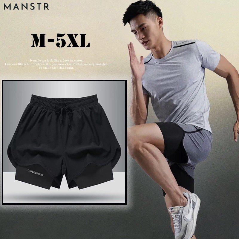 MANSTR M-5XLกางเกงขาสั้น ระบายอากาศ แห้งเร็ว สีเทา เหมาะกับการวิ่ง เล่นกีฬา เข้าฟิตเนส เข้าได้กับทุกชุดไซซ์สงกรานต์