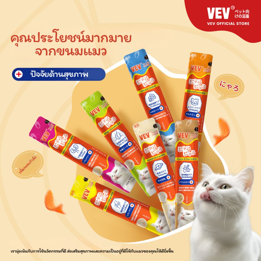 COUCOU VEV แมวเลีย วิตามินแมว อาหารเสริม ไลซีน วิตามินรวม แบ่งขายแบบซอง 14g