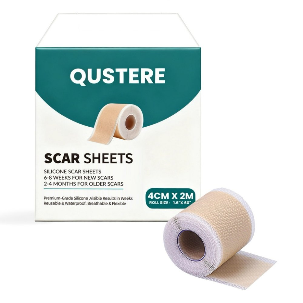 QUSTERE เทปซิลิโคนดูแลผิว ขนาดม้วน 2 เมตร (1.6 นิ้ว x 60 นิ้ว) – เหมาะสำหรับทุกสภาพผิว