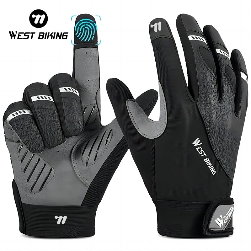 WEST BIKING ถุงมือขับมอเตอร์ไซค์ถุงมือรถจักรยานยนต์เต็มนิ้วระบายอากาศกันลถุงมือปกป้องความปลอดภัยร ทัชสกรีนหน้าจอมือถือ