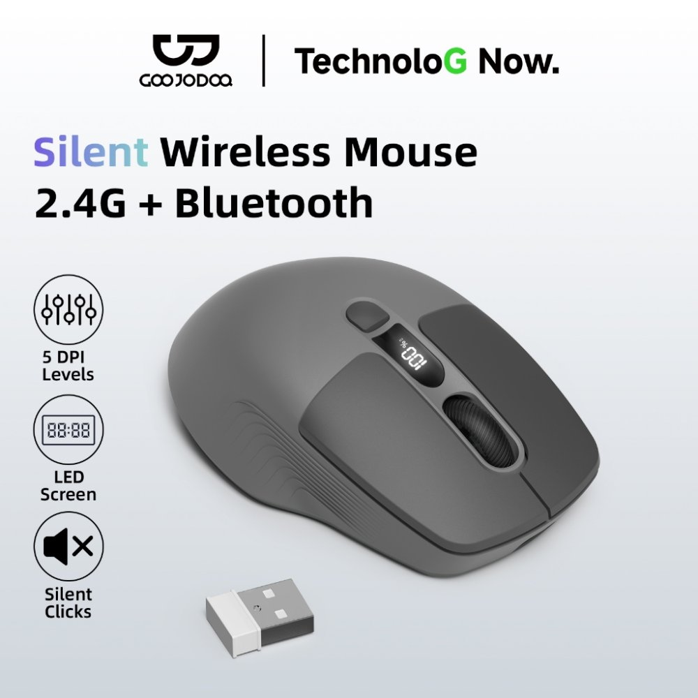 GOOJODOQ M21Pro เมาส์ไร้สาย 2.4Ghz Bluetooth เมาส์บลูทูธ Mouse เงียบ มีปุ่มลัด 3ระดับ Dpi จอแสดงผล