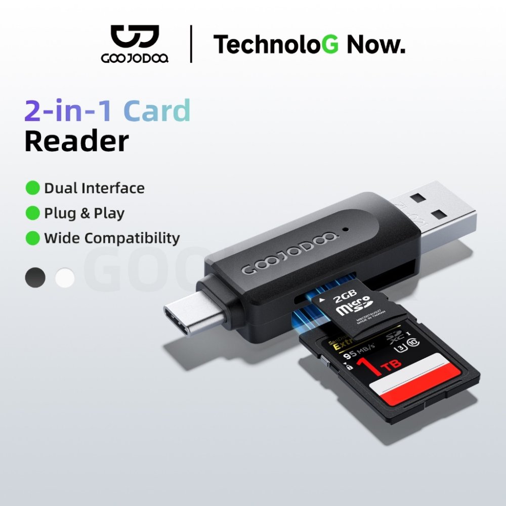 GOOJODOQ เครื่องอ่านบัตร Card reader เหมาะสำหรับโทรศัพท์มือถือหรือคอมพิวเตอร์