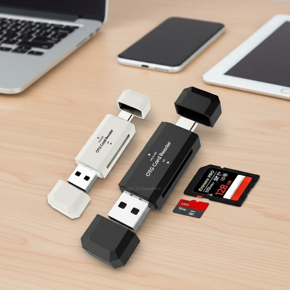 อะแดปเตอร์ 2-in-1 Type C USB 2.0 OTG อ่านการ์ด SD/TF สําหรับแล็ปท็อปและอุปกรณ์เสริมอัจฉริยะ