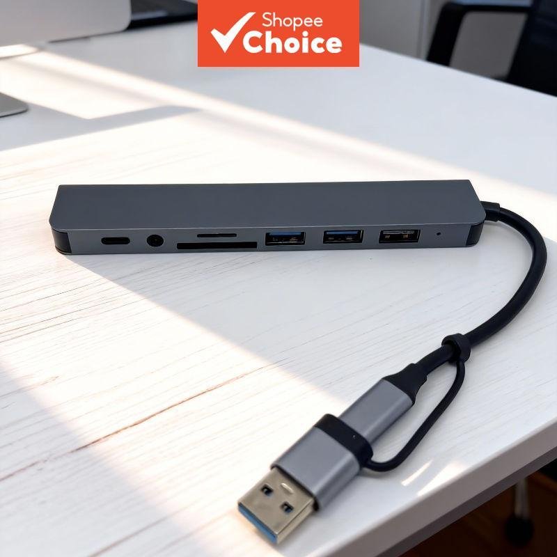 ฮับ USB C 8-in-2 กําลังไฟ 100W PD เครื่องอ่านการ์ด SD/TF แท่นเชื่อมต่อ สําหรับ MacBook แล็ปท็อป พีซี