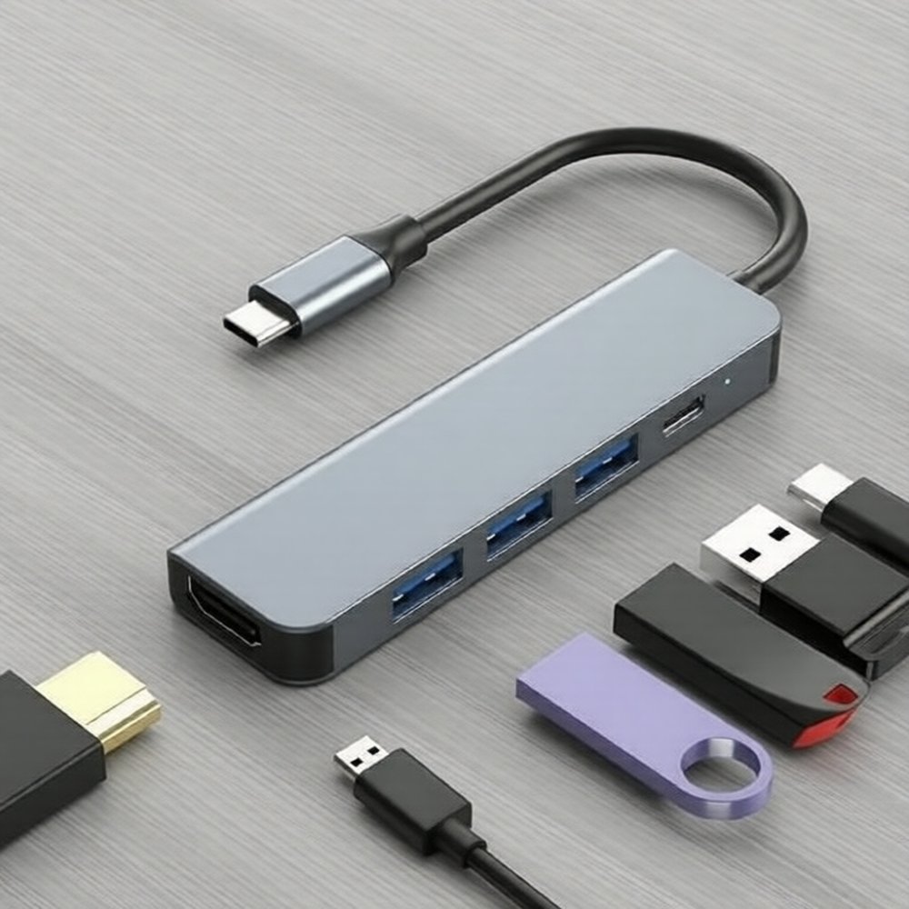 ฮับ USB C 5 พอร์ต อะแดปเตอร์แปลง HDMI USB3.0 2.0 PD ตัวแยกมัลติฟังก์ชั่น สําหรับ MacBook แล็ปท็อป