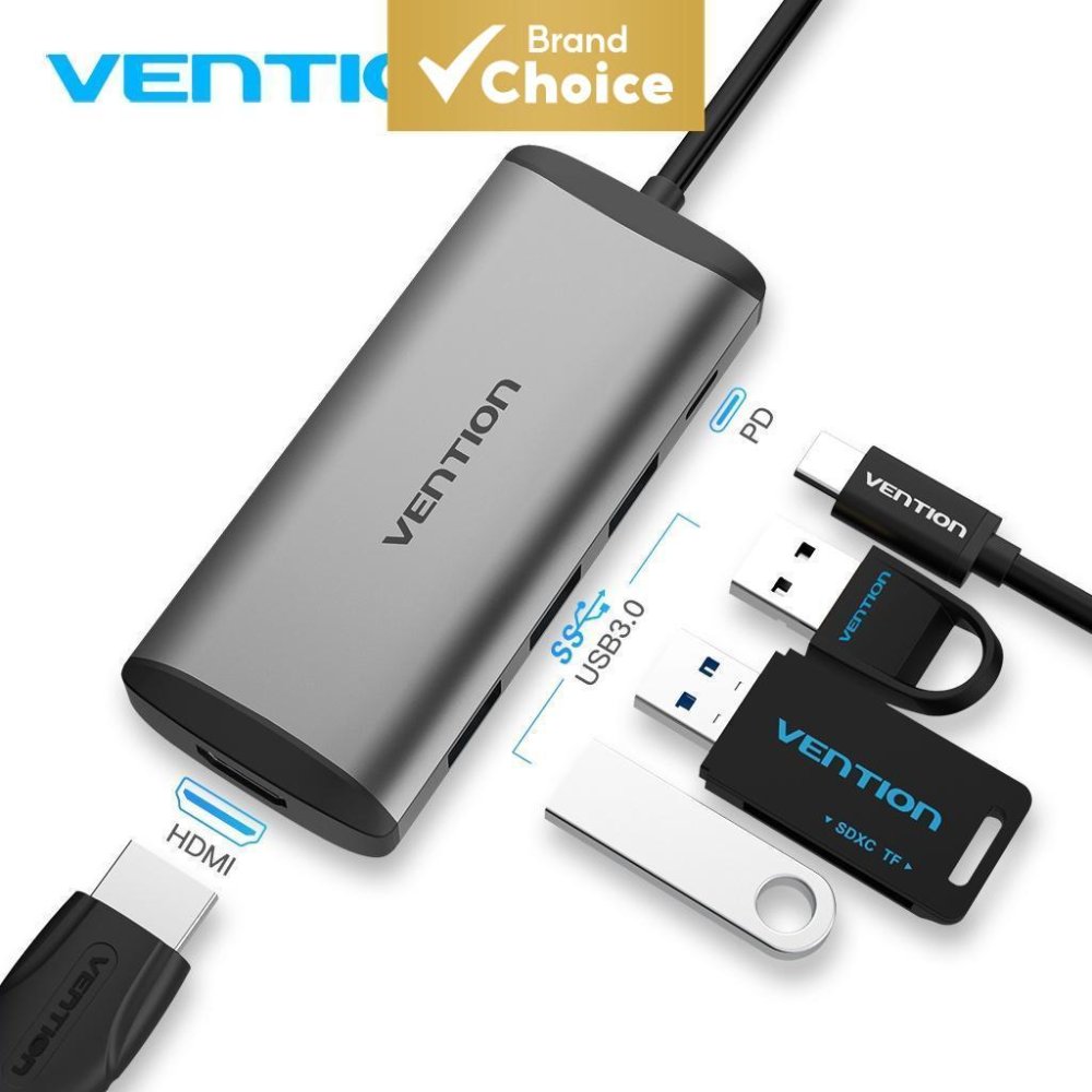 ฮับ USB C 5-in-1 อเนกประสงค์ แปลงหลายพอร์ต มี HDMI 4K รองรับชาร์จเร็ว PD 100W อะแดปเตอร์สากล