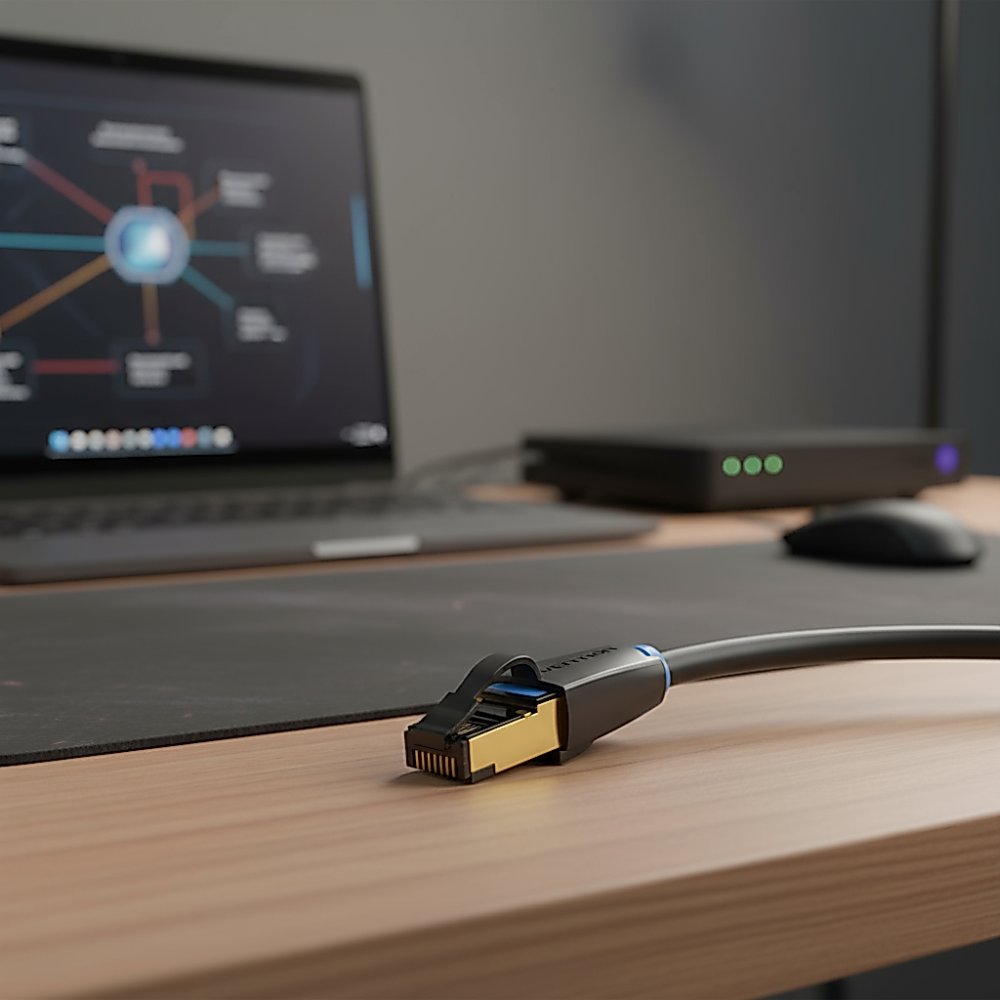 สายเคเบิลเครือข่าย Vention Cat8 ขนาด 40Gbps พร้อมการป้องกันการรบกวน SFTP และหัวเชื่อมต่อ RJ45 ชุบทอง สําหรับใช้กับโมเด็ม แล็ปท็อป พีซี และกล่องทีวี