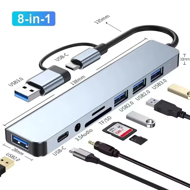 ฮับ USB-C หลายพอร์ตพร้อมเครื่องอ่านการ์ดหน่วยความจําสําหรับแล็ปท็อป Huawei​