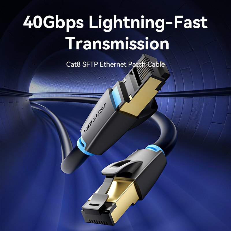 สายเคเบิล Ethernet Cat8 ใหม่ 40Gbps ซุปเปอร์สปีด SFTP สำหรับเครือข่าย LAN มีหัวเชื่อมทอง RJ45 สำหรับโมเด็ม แล็ปท็อป คอมพิวเตอร์ ทีวี BOX