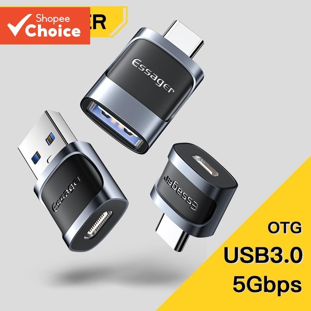 Essager USB To Type C Mirco OTG Converter คอมพิวเตอร์ ABS สําหรับ Android Premiumotg