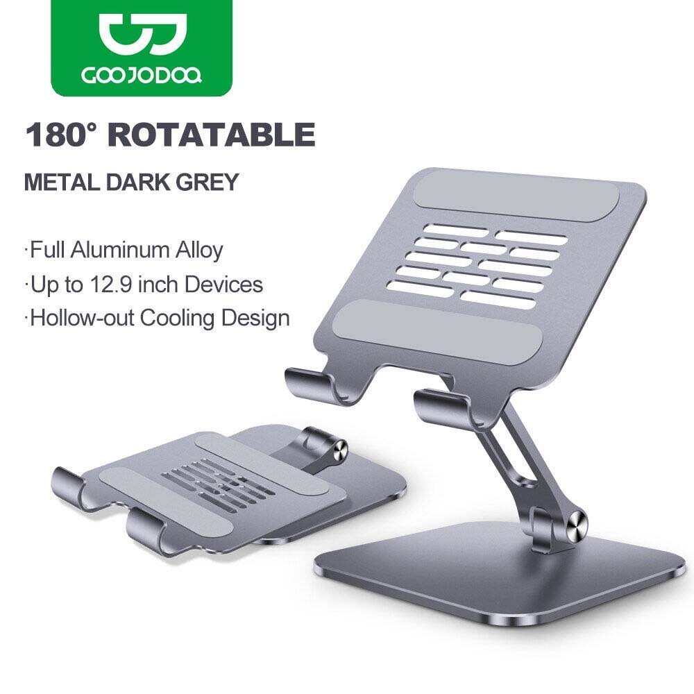 GOOJODOQ ขาตั้งไอแพด ที่วางไอแพด ที่วางแท็บเล็ตสำหรับ iPad พับได้ 180/360 องศาสำหรับ iPad สำหรับที่วางโทรศัพท์ขาตั้งรองรับแบบพกพา