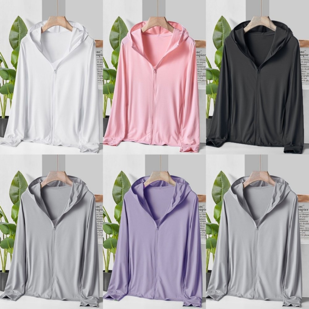 เสื้อฮู๋ตกันเเดด เสื้อคลุมกันเเดด กันเเดดได้จริง 12สีให้เลือก ผ้านุ่ม ใส่ได้ทุกหุ่น ไม่อบอ้าว #2340