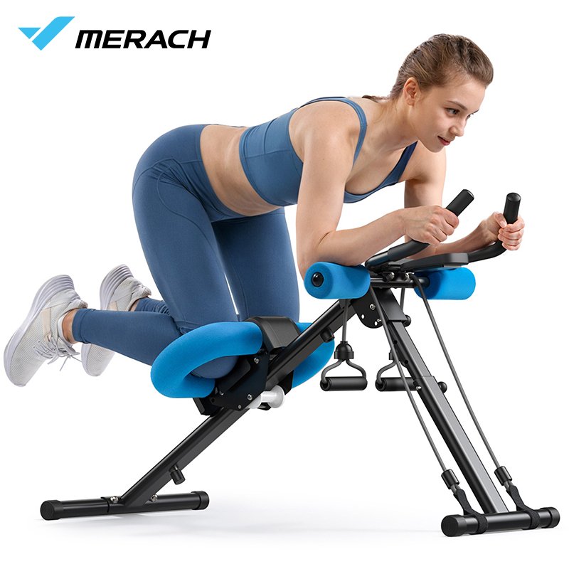 MERACH เครื่องฝึกอบรมท้องพับได้ เครื่องฝึกอบรม ที่วิดพื้น Ab ปรับได้สำหรับการออกกำลังกาย Abs ที่โรงยิมบ้าน ผู้ฝึกอบรมท้องป้องกันเข่าพับได้สำหรับการออกกำลังกายท้อง เครื่องออกกำลังกาย