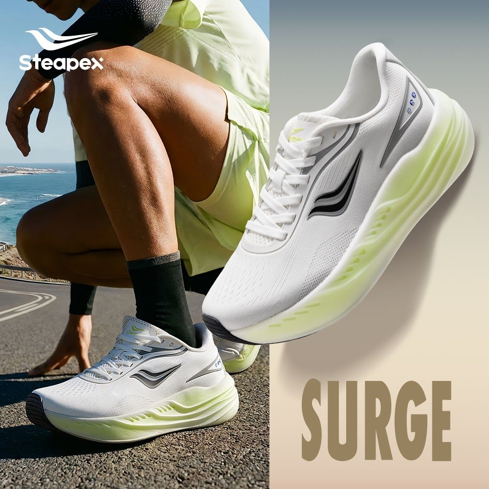 Steapex SURGE รองเท้าผ้าใบชายหญิง ระบายอากาศดีเยี่ยม ไม่ร้อนอับชื้น ใส่ได้ทั้งชีวิตประจำวันและออกกำลังกายระดับมืออาชีพ พร้อมเทคโนโลยีพื้นหนานุ่มกันกระแทกแบบ Supercritical
