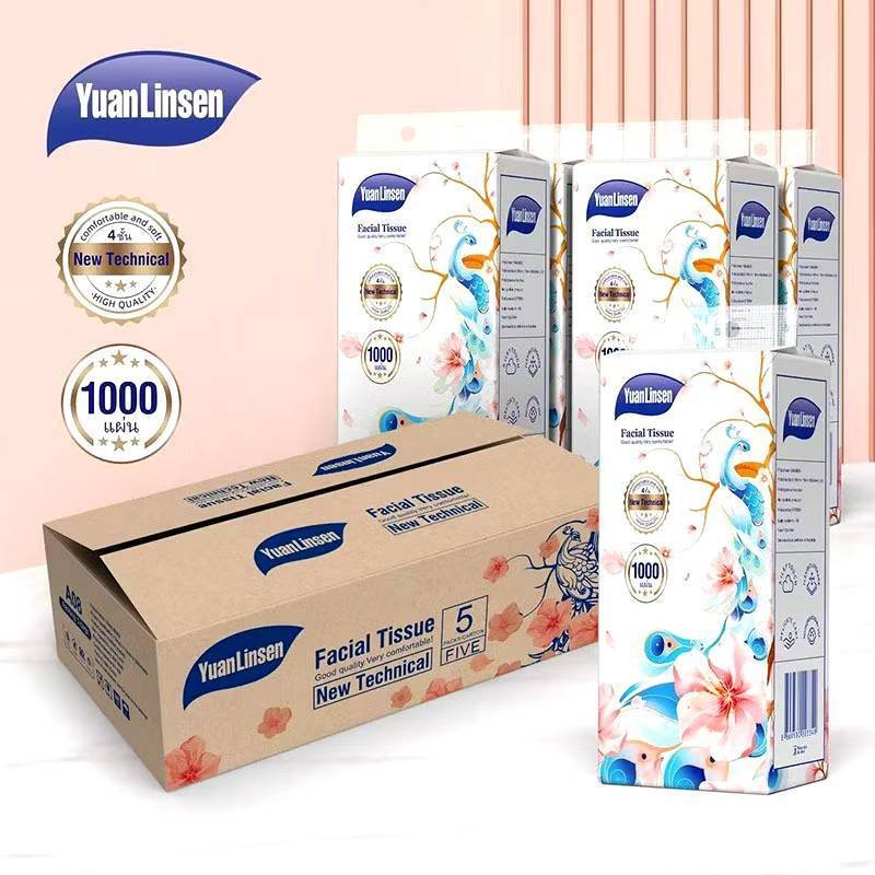 1000แผ่น หนา4ชั้น แบบดึง แขวนผนังได้ 【1ลัง5หิ้ว】กระดาษทิชชู่แบบดึงแขวนผนัง เช็ดหน้า ซึบซับน้ำ เหนียวนุ่ม 2220