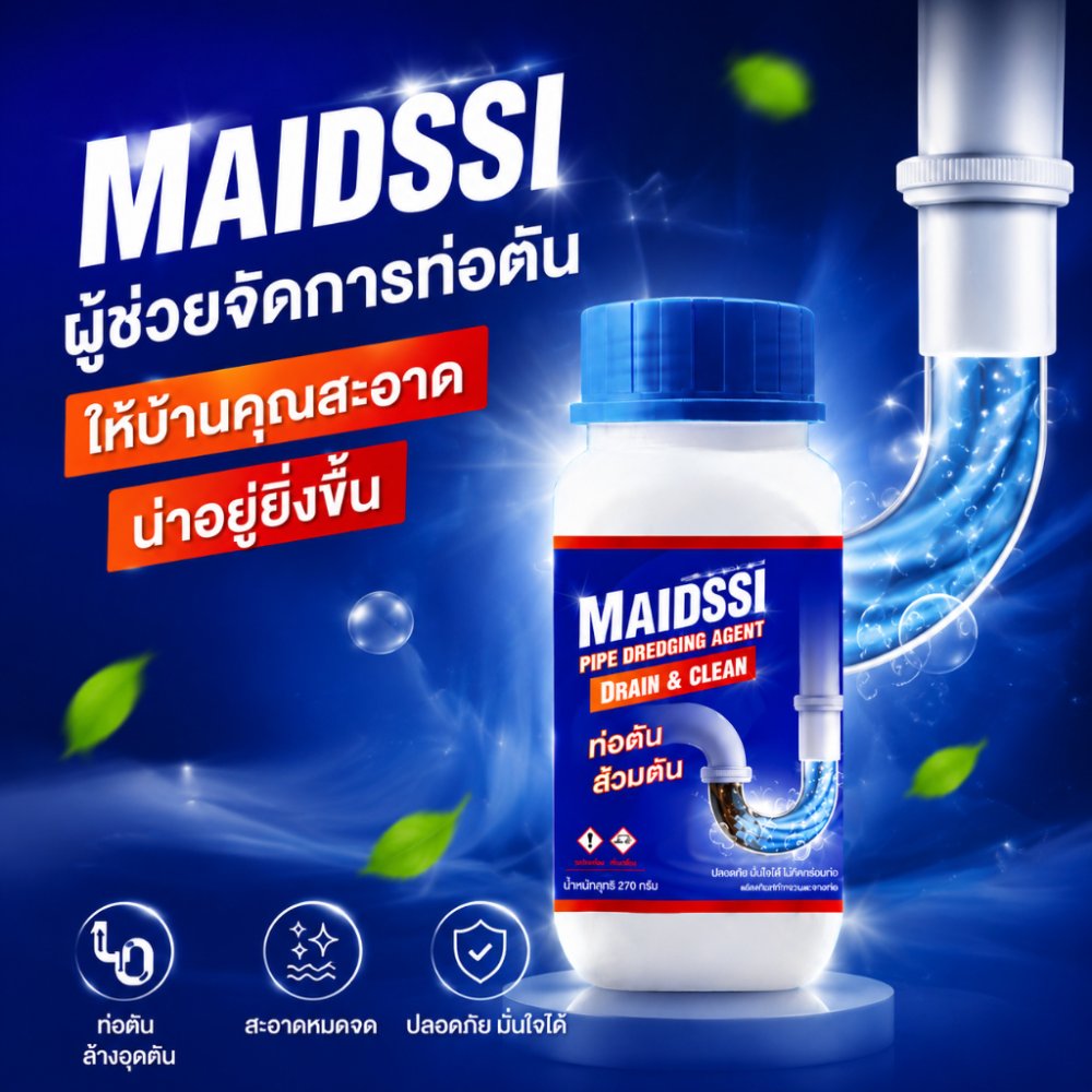 เกล็ดสลายท่อตัน MAIDSSI​ มี อย. แก้ปัญหาท่อตัน ส้วมตัน น้ำขัง