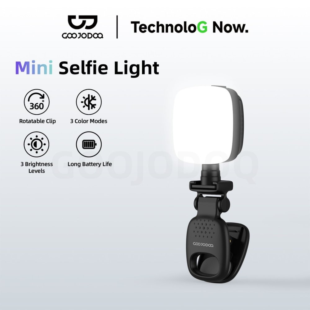 GOOJODOQ Selfie Fill Light 3 โหมดสี & 3 ระดับความสว่าง True-to-Life Skin Tones คลิปที่ปลอดภัยพร้อมมุมยืดหยุ่น