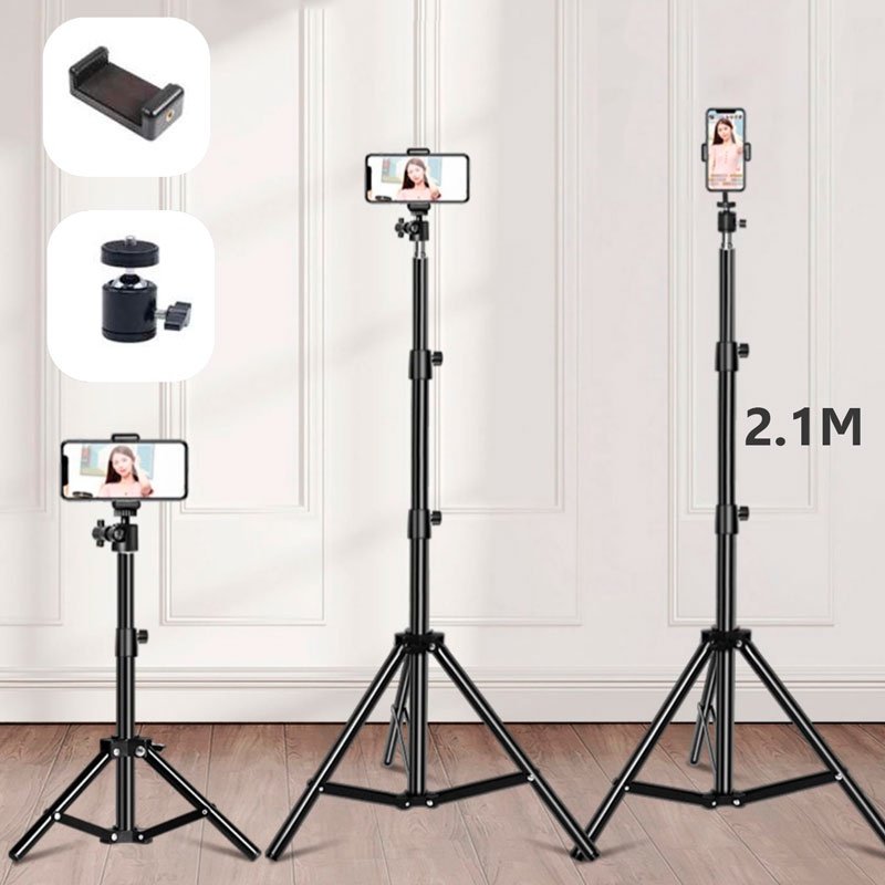 【พร้อมส่ง】Live Tripod Selfie Stand ขาตั้งมือถือ ขาตั้งไฟ (สูง 2.1 เมตร + คลิป PTZ)