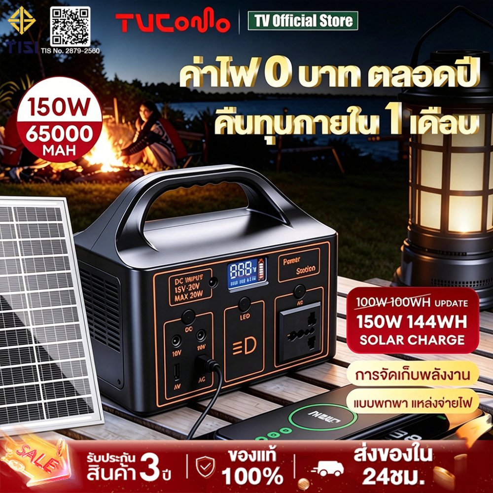 แหล่งจ่ายไฟแบบพกพา Portable Power Station 150W ไฟแคมป์ปิ้ง flashfish power station power station ecoflow แบตสํารองไฟ