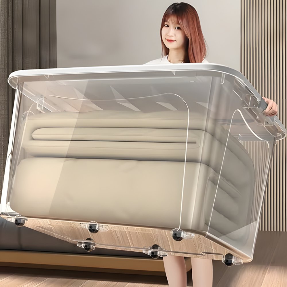 กล่องเก็บของ 25L 60L 100L 145L 250L กล่องอเนกประสงค์ PP ฝาสไลด์ แบบพลิกได้ สามารถซ้อนได้
